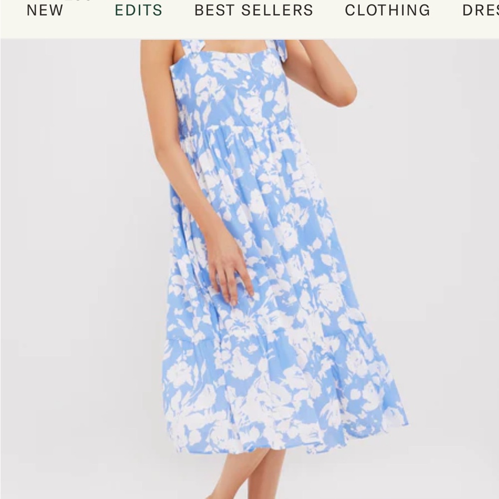 Hyacinth House blue and white floral lupine midi dress - Picture 4 of 4